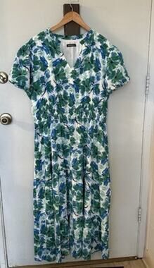 MASCOMODA XXL Floral Maxi Dress Short Puff Sleeve Tiered Smock Waist Flowy